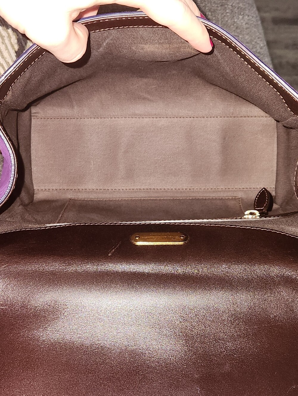 💜RARE Ralph Lauren💜 - Deep Purple Suede Tiffin 27 Satchel Bag - Picture 13 of 15